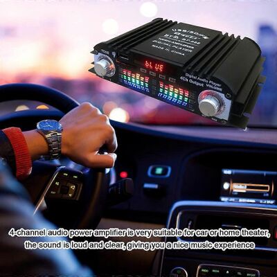 FLAMMKRAFT Amplificateur Audio Bt5.0 4 Canaux 12v Pour Home Cinéma, Récepteur Stéréo Avec Radio Fm, Usb Et Carte Sd. Publicité FLAMMKRAFT Amplificateur Audio Bt5.0 4 Canaux 12v Pour Home Cinéma, Récepteur Stéréo Avec Radio Fm, Usb Et Carte Sd. Publicité