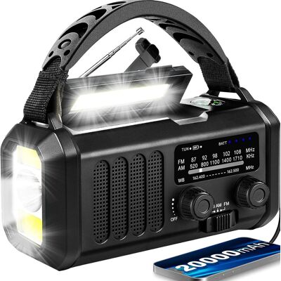 OEM 10000mah Hand Cranked Emergency Flashlight With Am/fm Solar Radio, Rechargeable Flashlight,noir - Publicité OEM 10000mah Hand Cranked Emergency Flashlight With Am/fm Solar Radio, Rechargeable Flashlight,noir - Publicité