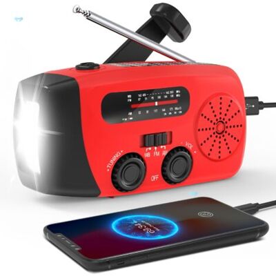 SCORPIO Radio Solaire, Éclairage De Secours, Générateur Manuel, Rouge - Publicité SCORPIO Radio Solaire, Éclairage De Secours, Générateur Manuel, Rouge - Publicité