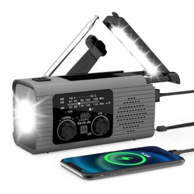 SCORPIO Radio D'Urgence À Manivelle Avec Batterie Externe De 4000 Mah (chargeur De Téléphone), Rechargeable Par Usb Et Énergie Solaire — Radio Météo Portable Avec Alarme Sos Et Lampe Torche Led Pour Situation - Publicité SCORPIO Radio D'Urgence À Manivelle Avec Batterie Externe De 4000 Mah (chargeur De Téléphone), Rechargeable Par Usb Et Énergie Solaire — Radio Météo Portable Avec Alarme Sos Et Lampe Torche Led Pour Situation - Publicité