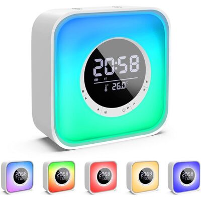 OEM Réveil Lumineux Avec Enceinte Bluetooth Avec Lampe De Chevet Led Avec 10 Changements De Couleur, Réveil À Calendrier Numérique, Radio Fm Et Affichage De La Température,enceinte Sans Fil Rechargeable - Publicité OEM Réveil Lumineux Avec Enceinte Bluetooth Avec Lampe De Chevet Led Avec 10 Changements De Couleur, Réveil À Calendrier Numérique, Radio Fm Et Affichage De La Température,enceinte Sans Fil Rechargeable - Publicité