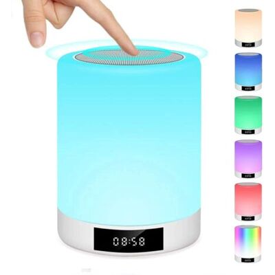 SCORPIO Lampe De Chevet Tactile Rechargeable Portable, Lampe De Table Enceinte Bluetooth Musique, Fm Radio Réveil Lumière Led Multicolor Mains Libres, Idée Cadeau Fille, Ado, Mère, Anniversaire - Publicité SCORPIO Lampe De Chevet Tactile Rechargeable Portable, Lampe De Table Enceinte Bluetooth Musique, Fm Radio Réveil Lumière Led Multicolor Mains Libres, Idée Cadeau Fille, Ado, Mère, Anniversaire - Publicité