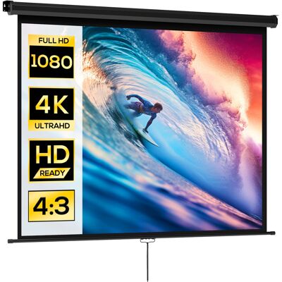 OEM Écran De Projection De 84 Pouces. Écran Vidéoprojecteur. 4:3 4k Hd. Fixation Mur Ou Plafond. 181l X 8p X 138h Cm. Noir - Publicité OEM Écran De Projection De 84 Pouces. Écran Vidéoprojecteur. 4:3 4k Hd. Fixation Mur Ou Plafond. 181l X 8p X 138h Cm. Noir - Publicité
