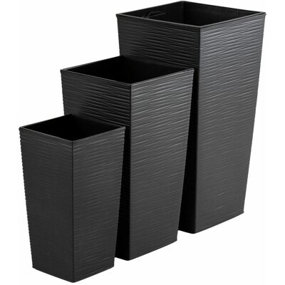 OEM Ensemble De Pots De Fleurs Noirs Porto Riflo, 3 Pièces - Publicité OEM Ensemble De Pots De Fleurs Noirs Porto Riflo, 3 Pièces - Publicité