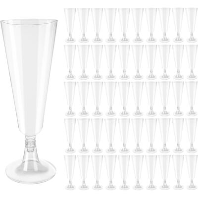 OEM 50 Pièces Flûte Coupe Champagne Plastique And Base,150ml Reutilisable Transparent Champagne Pour Mariage Anniversaires Camping Fêtes Festives - Publicité OEM 50 Pièces Flûte Coupe Champagne Plastique And Base,150ml Reutilisable Transparent Champagne Pour Mariage Anniversaires Camping Fêtes Festives - Publicité