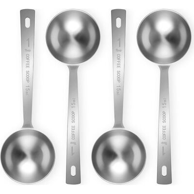 Vision Lot De 4 Cuillères À Café À Long Manche En Acier Inoxydable (1 Cuillère À Soupe, 15 Ml) Pour Café Moulu, Thé En Vrac Et Poudre - Publicité Vision Lot De 4 Cuillères À Café À Long Manche En Acier Inoxydable (1 Cuillère À Soupe, 15 Ml) Pour Café Moulu, Thé En Vrac Et Poudre - Publicité