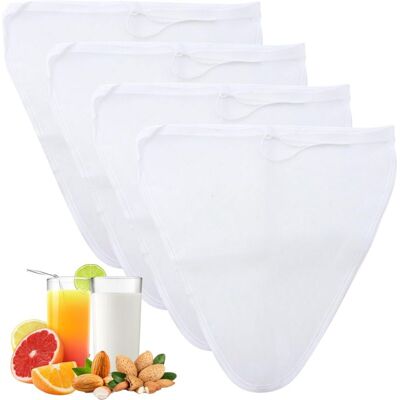 OEM Lot De 4 Sachets Filtrants En Coton Alimentaire, 30 X 30 Cm, Blanc, Nylon, Sachets Filtrants Pour Jus De Légumes Et De Fruits, Café, Lait D'Avoine, Lait Végétal - Publicité OEM Lot De 4 Sachets Filtrants En Coton Alimentaire, 30 X 30 Cm, Blanc, Nylon, Sachets Filtrants Pour Jus De Légumes Et De Fruits, Café, Lait D'Avoine, Lait Végétal - Publicité