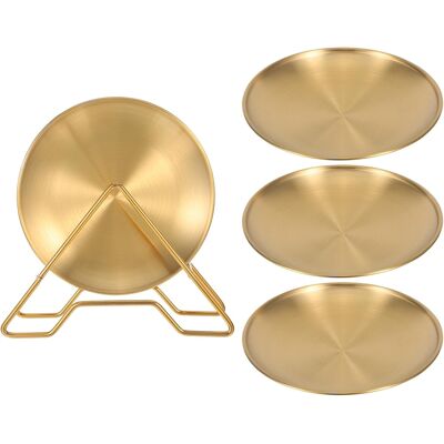 SLOWMOOSE Assiettes À Apéritif Rondes En Inox De 14 Cm Avec Support, Lot 4, Pour Apéritifs, Desserts Et Autres Gourmandises, Le Camping, Les Fêtes - Publicité SLOWMOOSE Assiettes À Apéritif Rondes En Inox De 14 Cm Avec Support, Lot 4, Pour Apéritifs, Desserts Et Autres Gourmandises, Le Camping, Les Fêtes - Publicité