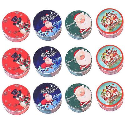 FATRD Lot De 12 Boîtes À Bonbons Rondes En Fer-blanc, Motif Aléatoire, Pour Noël. Idéales Pour Ranger Biscuits, Thé Ou Autres Cadeaux. Publicité FATRD Lot De 12 Boîtes À Bonbons Rondes En Fer-blanc, Motif Aléatoire, Pour Noël. Idéales Pour Ranger Biscuits, Thé Ou Autres Cadeaux. Publicité