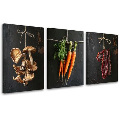 FEEBY Set De Tableaux Sur Toile Champignons Carottes Viande Séchée 3 X 80x120 - Publicité FEEBY Set De Tableaux Sur Toile Champignons Carottes Viande Séchée 3 X 80x120 - Publicité