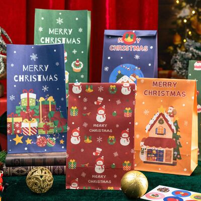 AQUAFORGE 24 Sacs En Papier De Noël Pour Les Cadeaux De Noël, Sacs Plats Pour Les Pâtisseries - Publicité AQUAFORGE 24 Sacs En Papier De Noël Pour Les Cadeaux De Noël, Sacs Plats Pour Les Pâtisseries - Publicité