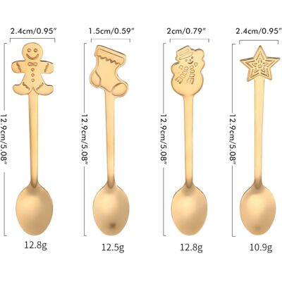 YUDO Ensemble De 4 Cuillères En Acier Inoxydable Pour Noël, Pour Le Café, Le Thé, Les Desserts Et La Soupe - Publicité YUDO Ensemble De 4 Cuillères En Acier Inoxydable Pour Noël, Pour Le Café, Le Thé, Les Desserts Et La Soupe - Publicité