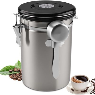 OEM Boite A Cafe Hermetique En Acier Inoxydable, 1,8 L Boîte À Café Étanche À L'Air Avec Suivi De La Date Et Bouilloire De Mesure Pour La Farine, Les Haricots, Le Thé, Les Céréales Et Le Sucre - Publicité OEM Boite A Cafe Hermetique En Acier Inoxydable, 1,8 L Boîte À Café Étanche À L'Air Avec Suivi De La Date Et Bouilloire De Mesure Pour La Farine, Les Haricots, Le Thé, Les Céréales Et Le Sucre - Publicité