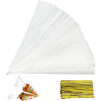 OEM 150 Pcs Sachets Transparents Bonbons, Sacs À Cône Transparent, Sac De Bonbons En Plastique Biscuit Cadeau Mariage, Pour Emballer Des Biscuits Gâteau Au Chocolat Confiserie (13 X 25 Cm)-dou - Publicité OEM 150 Pcs Sachets Transparents Bonbons, Sacs À Cône Transparent, Sac De Bonbons En Plastique Biscuit Cadeau Mariage, Pour Emballer Des Biscuits Gâteau Au Chocolat Confiserie (13 X 25 Cm)-dou - Publicité