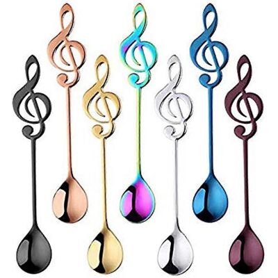 LISATR Ensemble De 7 Cuillères À Café En Acier Inoxydable, Joli Ensemble De Cuillères Musicales Aux Couleurs De L'Arc-en-ciel Pour Remuer Le Thé, Les Desserts, Les Boissons, Les Milkshakes, Les Soupes Et Le - Publicité LISATR Ensemble De 7 Cuillères À Café En Acier Inoxydable, Joli Ensemble De Cuillères Musicales Aux Couleurs De L'Arc-en-ciel Pour Remuer Le Thé, Les Desserts, Les Boissons, Les Milkshakes, Les Soupes Et Le - Publicité