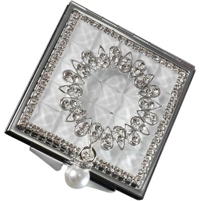 SLOWMOOSE Petit Miroir Cosmétique Pliable Double Face En Métal Avec Pendentif En Perle, Miroir De Maquillage Pour Les Voyages Et Le Quotidien, Blanc - Publicité SLOWMOOSE Petit Miroir Cosmétique Pliable Double Face En Métal Avec Pendentif En Perle, Miroir De Maquillage Pour Les Voyages Et Le Quotidien, Blanc - Publicité