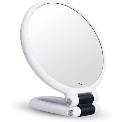 STAKMANN Aiperq Miroir Grossissant X15 Double Face Miroir Pliable Avec Poignée, Miroir De Maquillage À Main Miroir À Palette De Coiffeurs Miroir Pliant Utilisé Pour Divers Détails De Maquillage (argent) - Publicité STAKMANN Aiperq Miroir Grossissant X15 Double Face Miroir Pliable Avec Poignée, Miroir De Maquillage À Main Miroir À Palette De Coiffeurs Miroir Pliant Utilisé Pour Divers Détails De Maquillage (argent) - Publicité