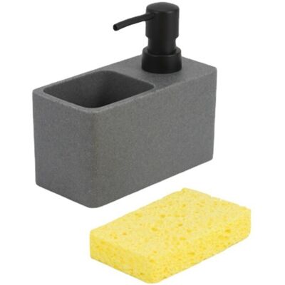 OEM Dishwasher Dispenser, Soap Dispenser, Natural Stone Look With Sponge Compartment (included), Refillable, Capacity Approx. 200 Ml, 16 X 16 X 8.5cm, Dark Gray - Publicité OEM Dishwasher Dispenser, Soap Dispenser, Natural Stone Look With Sponge Compartment (included), Refillable, Capacity Approx. 200 Ml, 16 X 16 X 8.5cm, Dark Gray - Publicité
