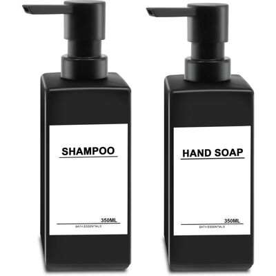 GRASSLIN Distributeur De Savon En Verre Noir 350ml Pack De 2 Distributeur Shampoing Et Gel Douche À Remplir Distributeur Savon Et Liquide Vaisselle Avec Tête De Pompe En Plastique Pour Savon Lotion Douche'noir - Publicité GRASSLIN Distributeur De Savon En Verre Noir 350ml Pack De 2 Distributeur Shampoing Et Gel Douche À Remplir Distributeur Savon Et Liquide Vaisselle Avec Tête De Pompe En Plastique Pour Savon Lotion Douche'noir - Publicité