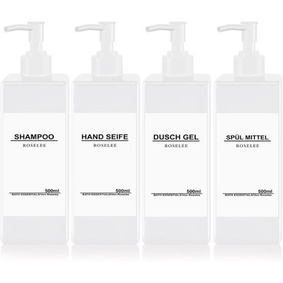 GRASSLIN Distributeur De Savon Salle De Bain Blanc 500ml 4pièces Distributeur De Savon Liquide En Plastique Distributeur De Gel Douche Rechargeable Pour Lotion Shampooing Douche, Avec Entonnoir, Étiquette'blan - Publicité GRASSLIN Distributeur De Savon Salle De Bain Blanc 500ml 4pièces Distributeur De Savon Liquide En Plastique Distributeur De Gel Douche Rechargeable Pour Lotion Shampooing Douche, Avec Entonnoir, Étiquette'blan - Publicité