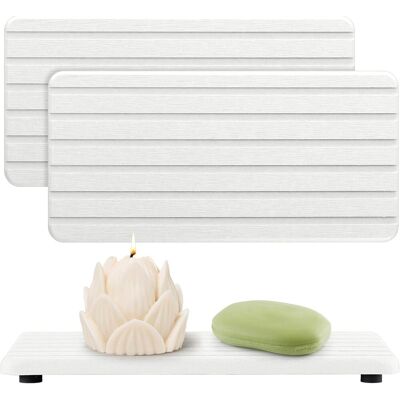 GRASSLIN Lot De 2 Plateaux De Séchage En Pierre Absorbant L'Eau Pour Évier De Salle De Bain, Savon En Pierre, Pierre À Séchage Rapide (blanc)'blanc'- - Publicité GRASSLIN Lot De 2 Plateaux De Séchage En Pierre Absorbant L'Eau Pour Évier De Salle De Bain, Savon En Pierre, Pierre À Séchage Rapide (blanc)'blanc'- - Publicité