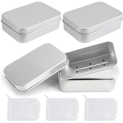 GRASSLIN 3pcs Boîte À Savon, Aluminium Solide, Couvercle Étanche, Égouttoir Amovible, Voyage Et Salle De Bain - Publicité GRASSLIN 3pcs Boîte À Savon, Aluminium Solide, Couvercle Étanche, Égouttoir Amovible, Voyage Et Salle De Bain - Publicité