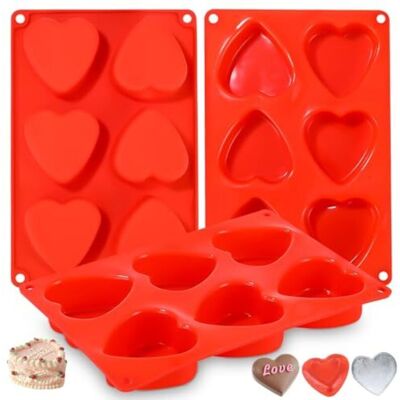 OEM Moule Silicone Chocolat Savon 6 Coeurs Rouge Lot De 3 Idéal Saint-valentin Pudding Gelée -ulisem - Publicité OEM Moule Silicone Chocolat Savon 6 Coeurs Rouge Lot De 3 Idéal Saint-valentin Pudding Gelée -ulisem - Publicité