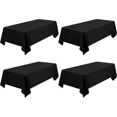 GRASSLIN Lot De 4 Nappes Rectangulaires Noires, Polyester 180g/m², Résistantes Taches, Lavables Machine, Pour Mariages Et Fêtes - Publicité GRASSLIN Lot De 4 Nappes Rectangulaires Noires, Polyester 180g/m², Résistantes Taches, Lavables Machine, Pour Mariages Et Fêtes - Publicité