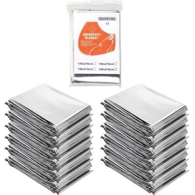 OEM 12 Pièces Couverture De Survie, 210×160cm Couverture Thermique Extra Large Réutilisable, Couverture De Survie D'Urgence Pour Randonnée, Camping, Survie, Premiers Secours - Argent-dou - Publicité OEM 12 Pièces Couverture De Survie, 210×160cm Couverture Thermique Extra Large Réutilisable, Couverture De Survie D'Urgence Pour Randonnée, Camping, Survie, Premiers Secours - Argent-dou - Publicité