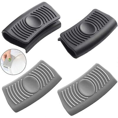 HONORNIC Lot De 2 Paires De Gants En Silicone Pour Casseroles Et Poêles, Protection Contre La Chaleur, Compatibles Micro-ondes Et Barbecue, Gris Et Noir. Publicité HONORNIC Lot De 2 Paires De Gants En Silicone Pour Casseroles Et Poêles, Protection Contre La Chaleur, Compatibles Micro-ondes Et Barbecue, Gris Et Noir. Publicité