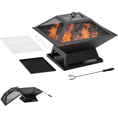 MIDUODUO Foyer Acier Inoxydable 45x45x34 Cm Protection Étincelle Bols Feu Tison Panier Feu Jardin Balcon Barbecue Camping Noir - Publicité MIDUODUO Foyer Acier Inoxydable 45x45x34 Cm Protection Étincelle Bols Feu Tison Panier Feu Jardin Balcon Barbecue Camping Noir - Publicité