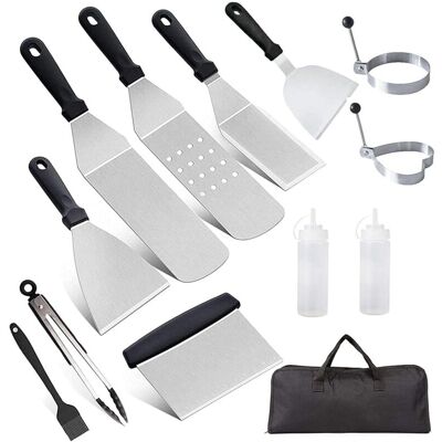HEXOUTILS Spatules Pour Barbecue, Ensemble De Spatuleen Acier Inoxydable, Ensemble D'Accessoires Pour Plaque Chauffante Professionnelle Bbq Pour Teppanyaki - Publicité HEXOUTILS Spatules Pour Barbecue, Ensemble De Spatuleen Acier Inoxydable, Ensemble D'Accessoires Pour Plaque Chauffante Professionnelle Bbq Pour Teppanyaki - Publicité