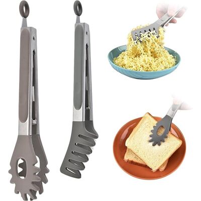 AQUAFORGE Lot De 2 Pinces À Spaghetti - Pinces De Cuisine - Pinces De Service - Pinces À Barbecue - Acier Inoxydable Et Silicone - Publicité AQUAFORGE Lot De 2 Pinces À Spaghetti - Pinces De Cuisine - Pinces De Service - Pinces À Barbecue - Acier Inoxydable Et Silicone - Publicité