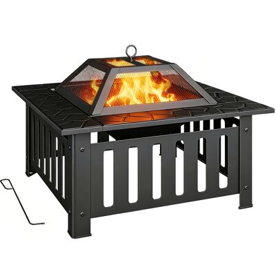 MIDUODUO Foyer Acier Pare-étincelles Barbecue Extérieur 67x67x47 Cm Noir - Publicité MIDUODUO Foyer Acier Pare-étincelles Barbecue Extérieur 67x67x47 Cm Noir - Publicité