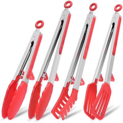 AQUAFORGE Pinces À Barbecue, Pinces À Spaghetti, Pinces De Cuisine, Lot De 4 Pinces De Cuisson En Acier Inoxydable Résistant À La Chaleur Avec Embouts En Silicone Pour Steaks, Salades Et Buffets Barbecue. Publicité AQUAFORGE Pinces À Barbecue, Pinces À Spaghetti, Pinces De Cuisine, Lot De 4 Pinces De Cuisson En Acier Inoxydable Résistant À La Chaleur Avec Embouts En Silicone Pour Steaks, Salades Et Buffets Barbecue. Publicité