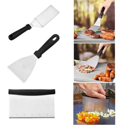 IRISFR Spatule Cuisine Inox 3 Pièces Spatule Plancha Inox En Acier Inoxydable Ustensiles Barbecue Avec Poignée En Plastique, Accessoires Barbecue Pour Les Smash Burgers, Les Barbecues À Gaz - Publicité IRISFR Spatule Cuisine Inox 3 Pièces Spatule Plancha Inox En Acier Inoxydable Ustensiles Barbecue Avec Poignée En Plastique, Accessoires Barbecue Pour Les Smash Burgers, Les Barbecues À Gaz - Publicité
