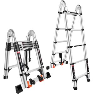 WOTTES Échelle Télescopique De 3.2m(1.6+1.6) Échelle Pliante 2 En 1 Escabeau Télescopique En Aluminium - Publicité WOTTES Échelle Télescopique De 3.2m(1.6+1.6) Échelle Pliante 2 En 1 Escabeau Télescopique En Aluminium - Publicité