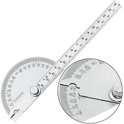 Scotch Rapporteur En Acier Inoxydable 0-180° Bras De Jauge D'Angle Règle De Mesure Outil Ingénieur Rapporteur Avec Règle De 140mm, Règle D'Angle Universelle Pour Dessin De Peinture - Publicité Scotch Rapporteur En Acier Inoxydable 0-180° Bras De Jauge D'Angle Règle De Mesure Outil Ingénieur Rapporteur Avec Règle De 140mm, Règle D'Angle Universelle Pour Dessin De Peinture - Publicité