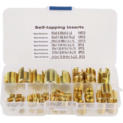 ABYSSE Kit De 50 Inserts Filetés Autotaraudeurs En Laiton Avec Fente, Outil De Réparation De Filetage - Publicité ABYSSE Kit De 50 Inserts Filetés Autotaraudeurs En Laiton Avec Fente, Outil De Réparation De Filetage - Publicité