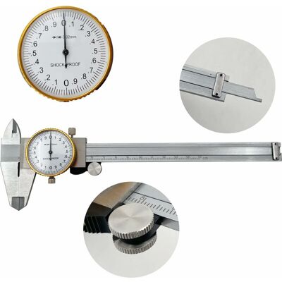 ECHOO Cadran Étriers 0-150mm 0.02mm Haute Précision Industrie Acier Inoxydable Vernier Caliper Pied À Coulisse À Cadran Outil De Mesure Métrique Antichoc - Publicité ECHOO Cadran Étriers 0-150mm 0.02mm Haute Précision Industrie Acier Inoxydable Vernier Caliper Pied À Coulisse À Cadran Outil De Mesure Métrique Antichoc - Publicité