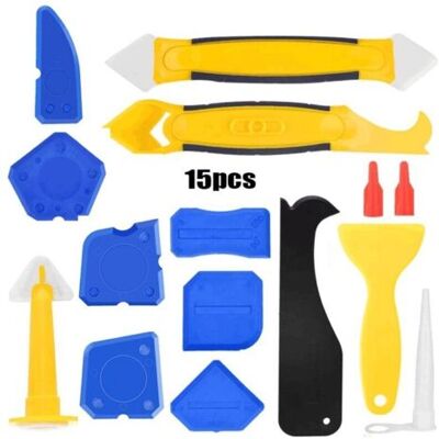 ABYSSE Outil De Calfeutrage De Joint En Silicone 15 Pièces, Kit D'Outils De Lissage De Joint De Coulis - Publicité ABYSSE Outil De Calfeutrage De Joint En Silicone 15 Pièces, Kit D'Outils De Lissage De Joint De Coulis - Publicité