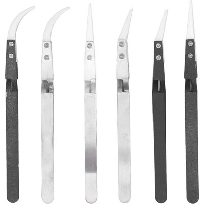 WEYTOLL Pincettes À Souder Antimagnétiques, Ensemble De 6 Pièces, Pointues Et Incurvées En Acier Inoxydable, Céramique Résistante À La Chaleur - Publicité WEYTOLL Pincettes À Souder Antimagnétiques, Ensemble De 6 Pièces, Pointues Et Incurvées En Acier Inoxydable, Céramique Résistante À La Chaleur - Publicité