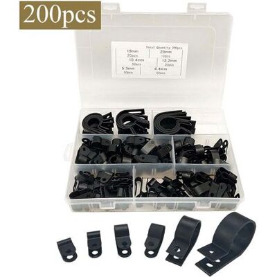 ABYSSE 200 Attaches De Câble En Nylon En Forme De R, Clips De Câble En Plastique, Colliers De Serrage En Forme De P - Publicité ABYSSE 200 Attaches De Câble En Nylon En Forme De R, Clips De Câble En Plastique, Colliers De Serrage En Forme De P - Publicité