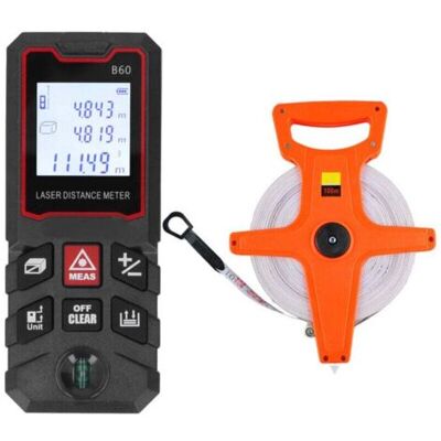 ABYSSE Télémètre Laser, Outil De Mesure Intelligent, Mesure Du Volume De La Zone 60 Mètres Avec Niveau Et Ruban À Mesurer Pliable De 100m - Publicité ABYSSE Télémètre Laser, Outil De Mesure Intelligent, Mesure Du Volume De La Zone 60 Mètres Avec Niveau Et Ruban À Mesurer Pliable De 100m - Publicité