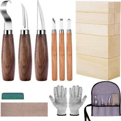 ABYSSE Set De Couteaux À Sculpter Avec Blocs De Bois, Set De Sculpture Sur Bois Pour Adultes Et Enfants Débutants, Set Comprenant 6 Couteaux À Sculpter En Bois, 8 Blocs De Bois Et Des Gants Agrandis. Publicité ABYSSE Set De Couteaux À Sculpter Avec Blocs De Bois, Set De Sculpture Sur Bois Pour Adultes Et Enfants Débutants, Set Comprenant 6 Couteaux À Sculpter En Bois, 8 Blocs De Bois Et Des Gants Agrandis. Publicité