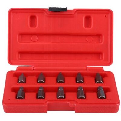 ABYSSE Kit De 10 Extracteurs De Vis De 3,2 À 10,3 Mm Pour Goujons Endommagés Par La Rouille. Publicité ABYSSE Kit De 10 Extracteurs De Vis De 3,2 À 10,3 Mm Pour Goujons Endommagés Par La Rouille. Publicité