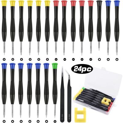 OEM 24pcs Mini Tournevis, Tournevis De Réparation Précision Lunettes Pc Ps4 Montre Bijoux Lunettes,téléphone, 2 Pince À Épiler, Magnétiseur Et Boîte De-dou - Publicité OEM 24pcs Mini Tournevis, Tournevis De Réparation Précision Lunettes Pc Ps4 Montre Bijoux Lunettes,téléphone, 2 Pince À Épiler, Magnétiseur Et Boîte De-dou - Publicité