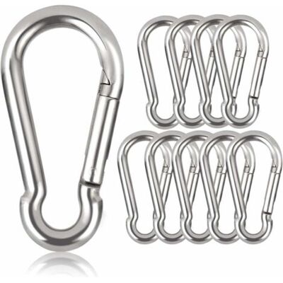 ABYSSE Lot De 10 Mousquetons Porte-clés En Acier Galvanisé – Charge Maximale 250 Kg – Dimensions 80 Mm X Φ8 Mm – Ouverture Rapide À Une Main - Publicité ABYSSE Lot De 10 Mousquetons Porte-clés En Acier Galvanisé – Charge Maximale 250 Kg – Dimensions 80 Mm X Φ8 Mm – Ouverture Rapide À Une Main - Publicité