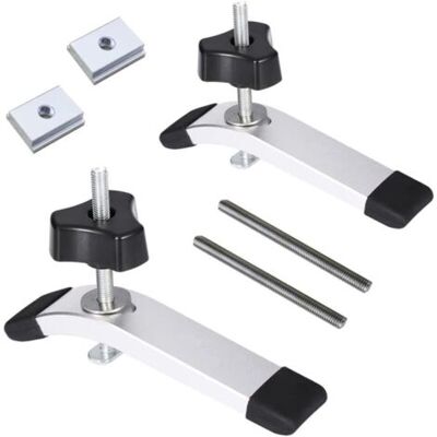 ABYSSE Lot De 2 Rail - Aluminium T-track Clamp T Track Jeu De Pinces De Maintien À Action Rapide En Métal, Pour Outil De Travail Du Bois T-slot - Publicité ABYSSE Lot De 2 Rail - Aluminium T-track Clamp T Track Jeu De Pinces De Maintien À Action Rapide En Métal, Pour Outil De Travail Du Bois T-slot - Publicité