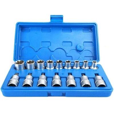 ABYSSE Kit De Douilles Hexagonales En Acier Au Chrome Vanadium De 16 Pièces 1/2 Pouces - Publicité ABYSSE Kit De Douilles Hexagonales En Acier Au Chrome Vanadium De 16 Pièces 1/2 Pouces - Publicité